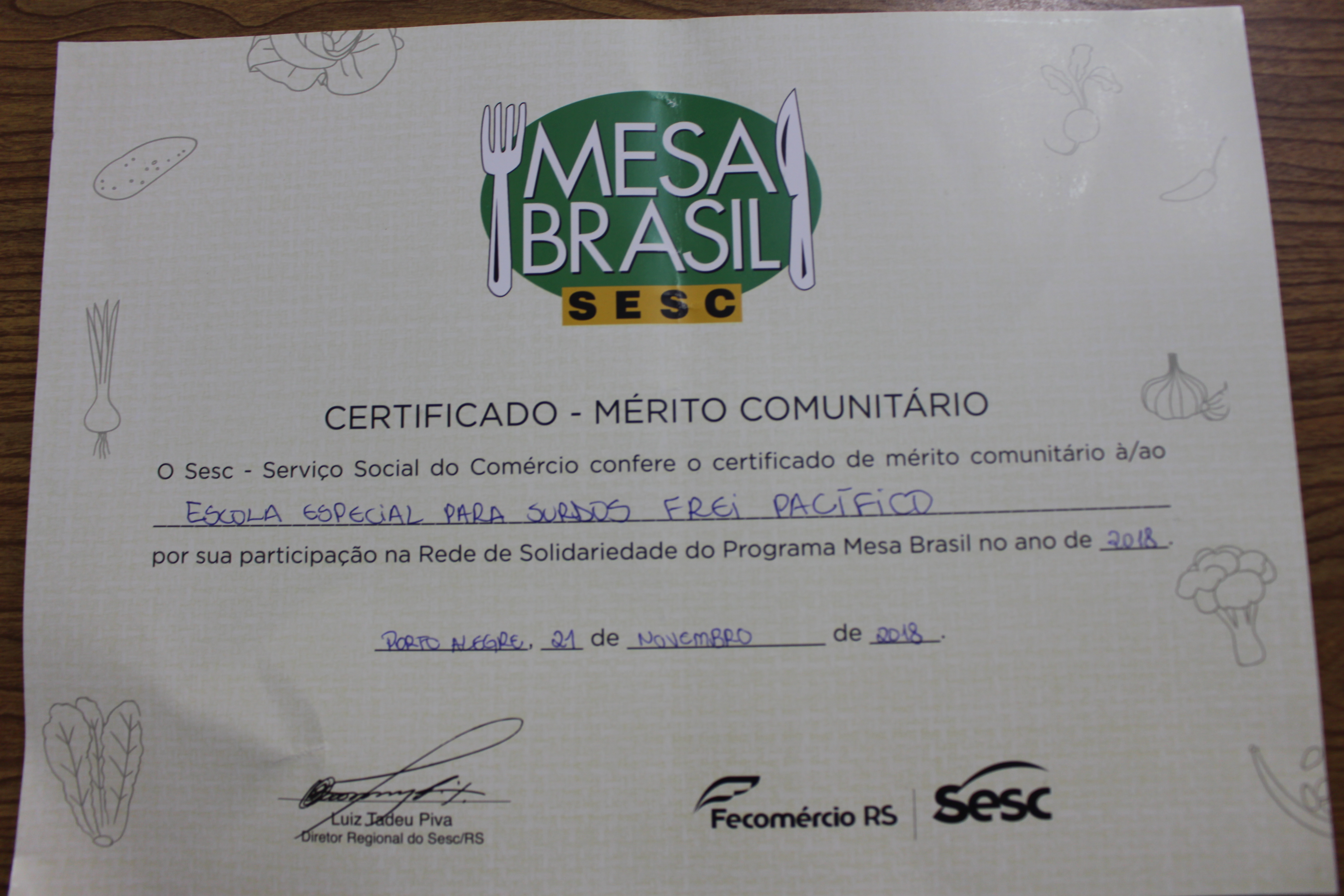 Certificado – Mérito Comunitário